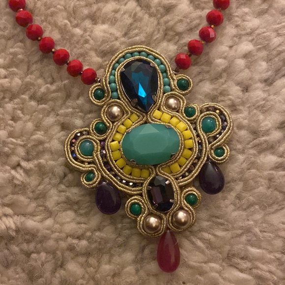 Zenzii Large Beaded Statement Piece Necklace - Picture 2 of 6